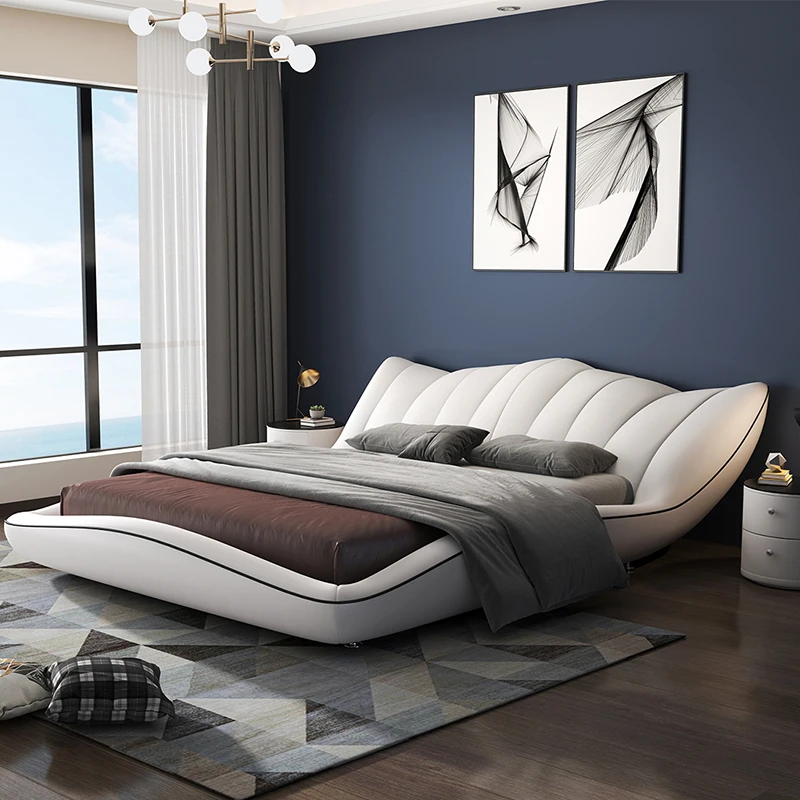 

Leather Art Bed Nordic Leather Bed Modern Simple Master Bedding King Bed