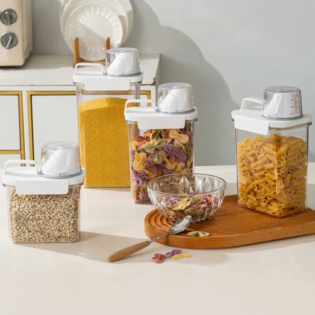 Food Containers With Measuring Cup Thicken Rice Cylinder Clear Food Storage  Box for Flour Sugar Grain