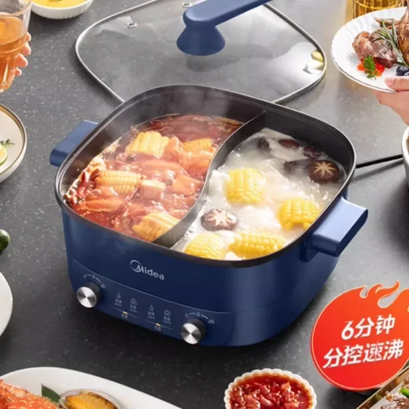 Midea Electric Hotpot Mandarin Duck Home Multi Functional Electric Stir Fryer, Electric Cooker, 6L Non Stick Pot 2
