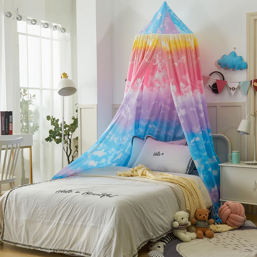 

New Rainbow Color Princess Style Kids Baby Bed Room Canopy Mosquito Net Bed Valance Curtain Bedding Dome Tent Room Decor