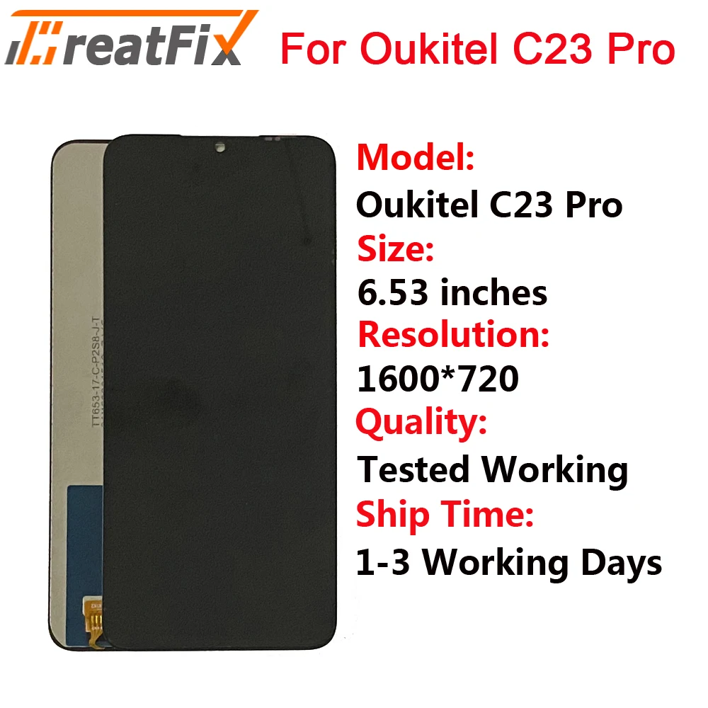 6,53 дюймовый OUKITEL C23 PRO ЖК-дисплей + кодирующий преобразователь сенсорного экрана в сборе 100% протестированный Новый ЖК-дисплей + сенсорный дигитайзер для C23 PRO LCD
