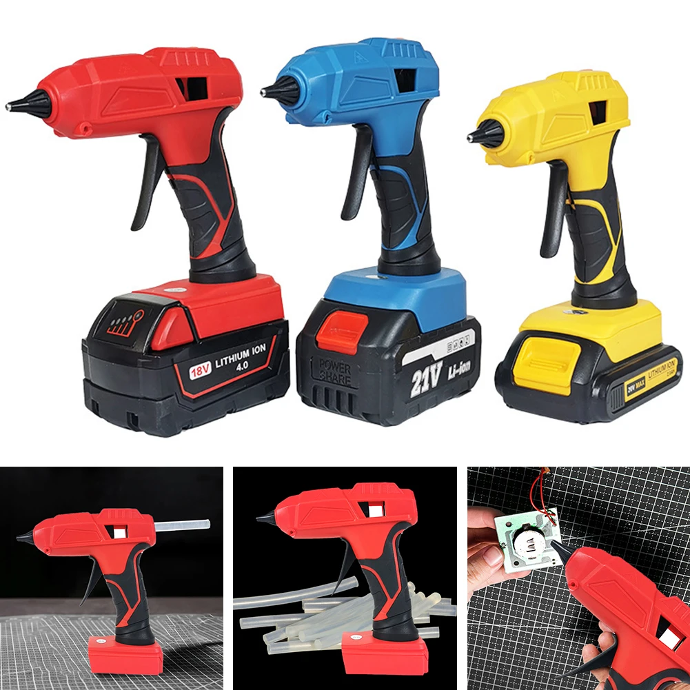 풀 사이즈 핫 멜트 글루건, 5PCs 글루스틱 포함, 100W 무선 핫 글루건, 예술 공예 DIY 학교 집 수리