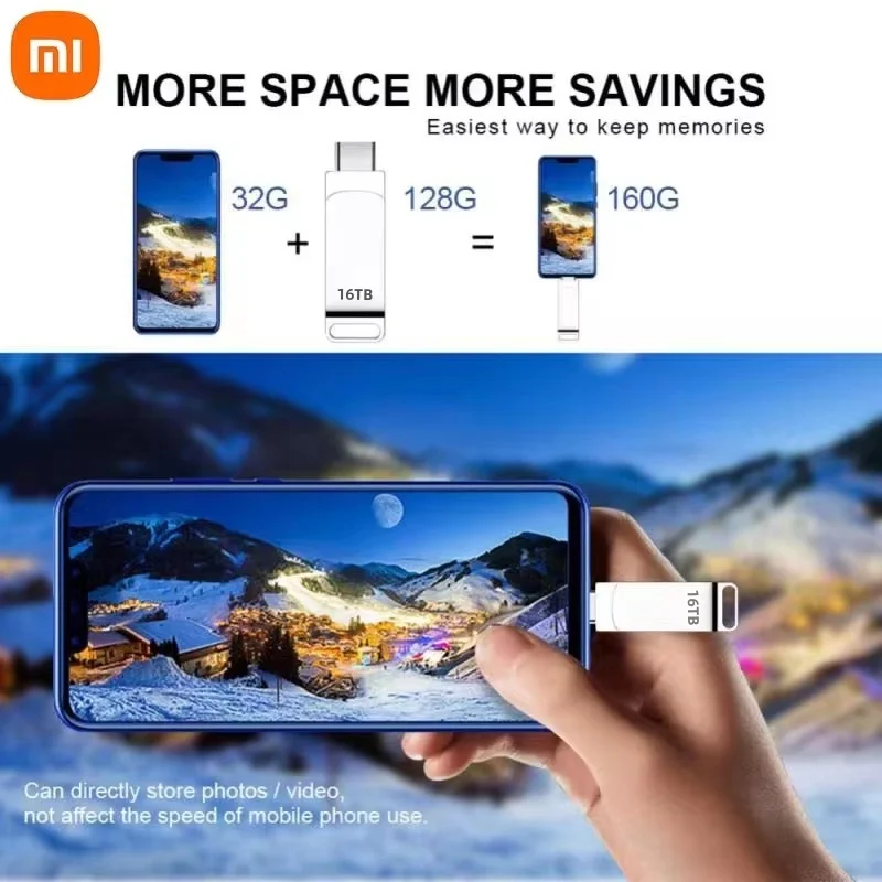 XIAOMI 16TB 3.2 Flash Drives High Speed USB Transfer Metal Pendrive Memory Card Pendrive Flash Disk Memoria Waterproof Stick