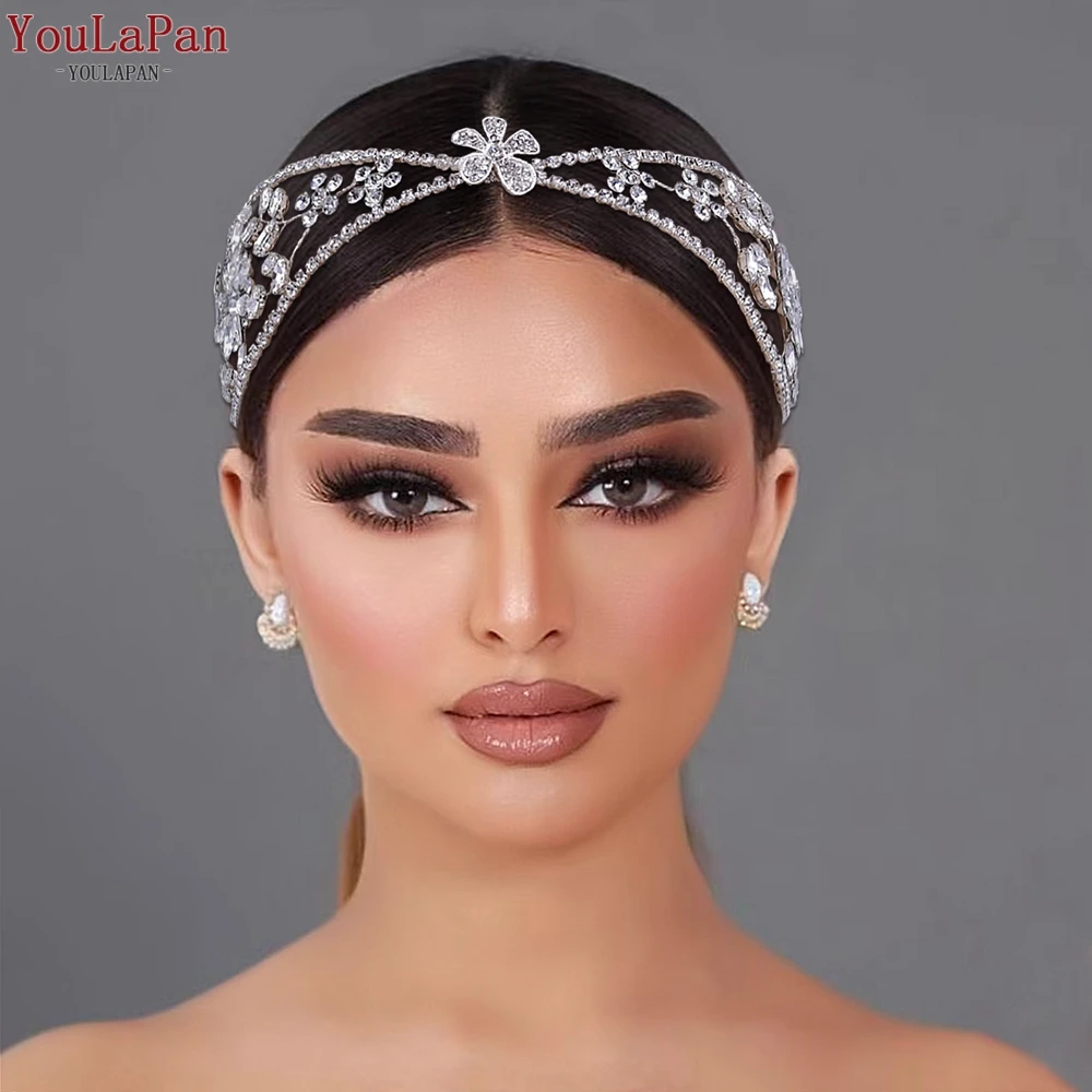 TOPQUEEN Wedding Taira Rhinestone Bridal Headband Wedding Hair Accessories Bride Headpiece for Party Bridesmaid Gift HP554
