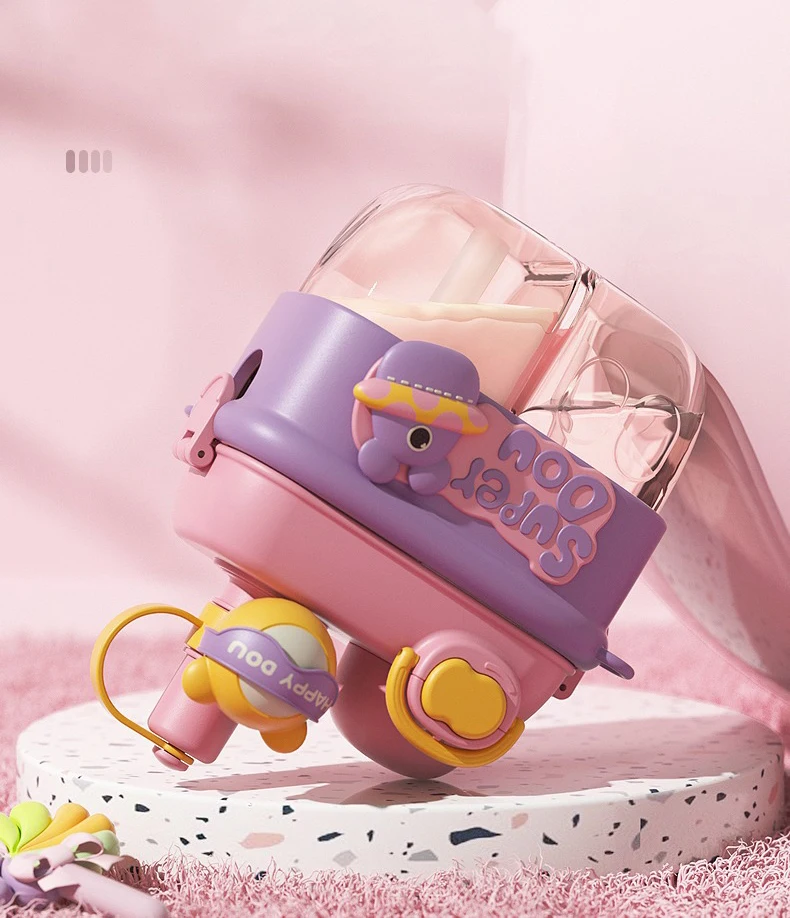 Doll Magic Double Fight Cup With Straw One-Click Press Ptcg Material Safe To Drink Cute Style - 500Ml