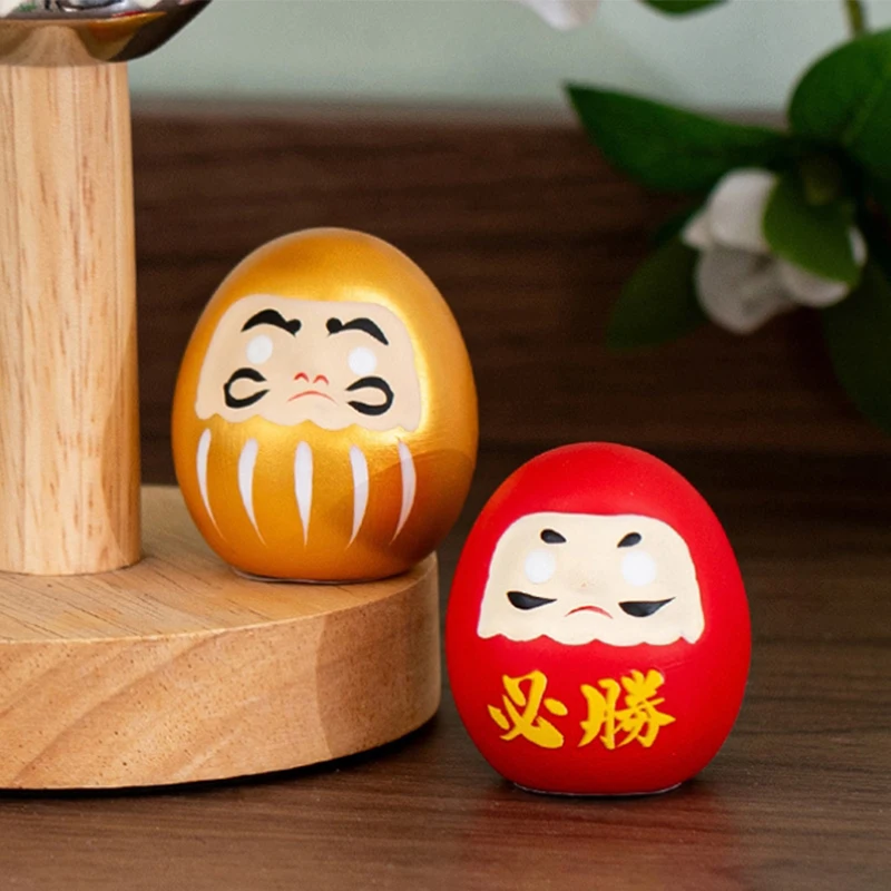 1pc Japanese Inspired Ceramic Daruma Doll - Wealth Prosperity Lucky Charm Fortune Ornament for Home Desk Landscape Decor Crafts