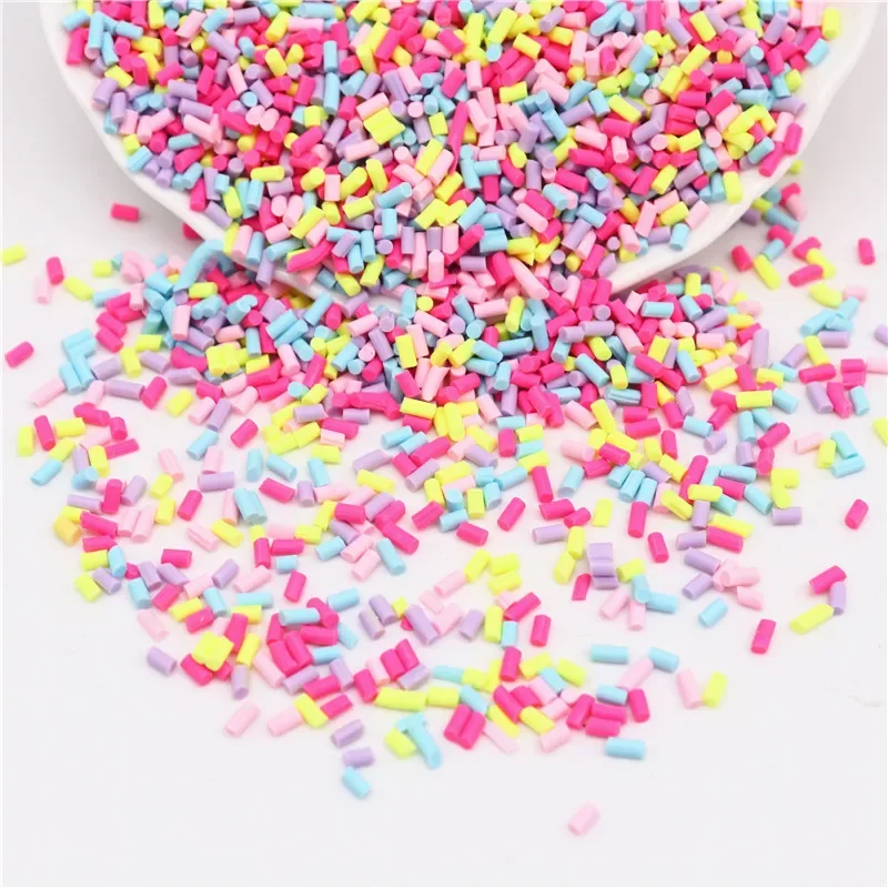 Vibrant Cylindrical Polymer Clay Slices for DIY Crafts and Slime Accessories