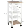 Mobile Rolling Kitchen Island Trolley Serving Cart with Underneath Drawer & Slide-Out Wire Storage Basket, 3