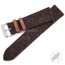 Vintage Weave Genuine Leather & Nylon Quick Release Watch Band Bracelet - 22mm (Brown)
