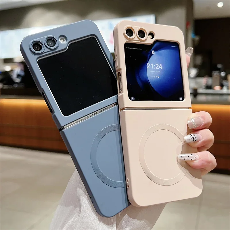Luxury Liquid Silicone Magnetic Phone Case For Samsung Galaxy Z Filp 3 4 5 6 For Magsafe Shockproof Soft TPU Back Cover