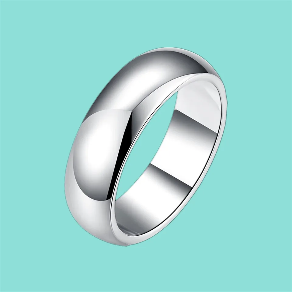 925 Sterling Silver Smooth Circle Wedding Rings For Women Men Classic Engagement Ring Female Silver 925 Fine Jewelry silver ring wedding rings silver rings