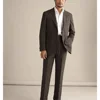 2023 New Men Suits 2 Pieces Slim Fit Casual Business Formal Brown Notch Lapel Tuxedos for Wedding Groomsmen (Blazer+Pants) 2
