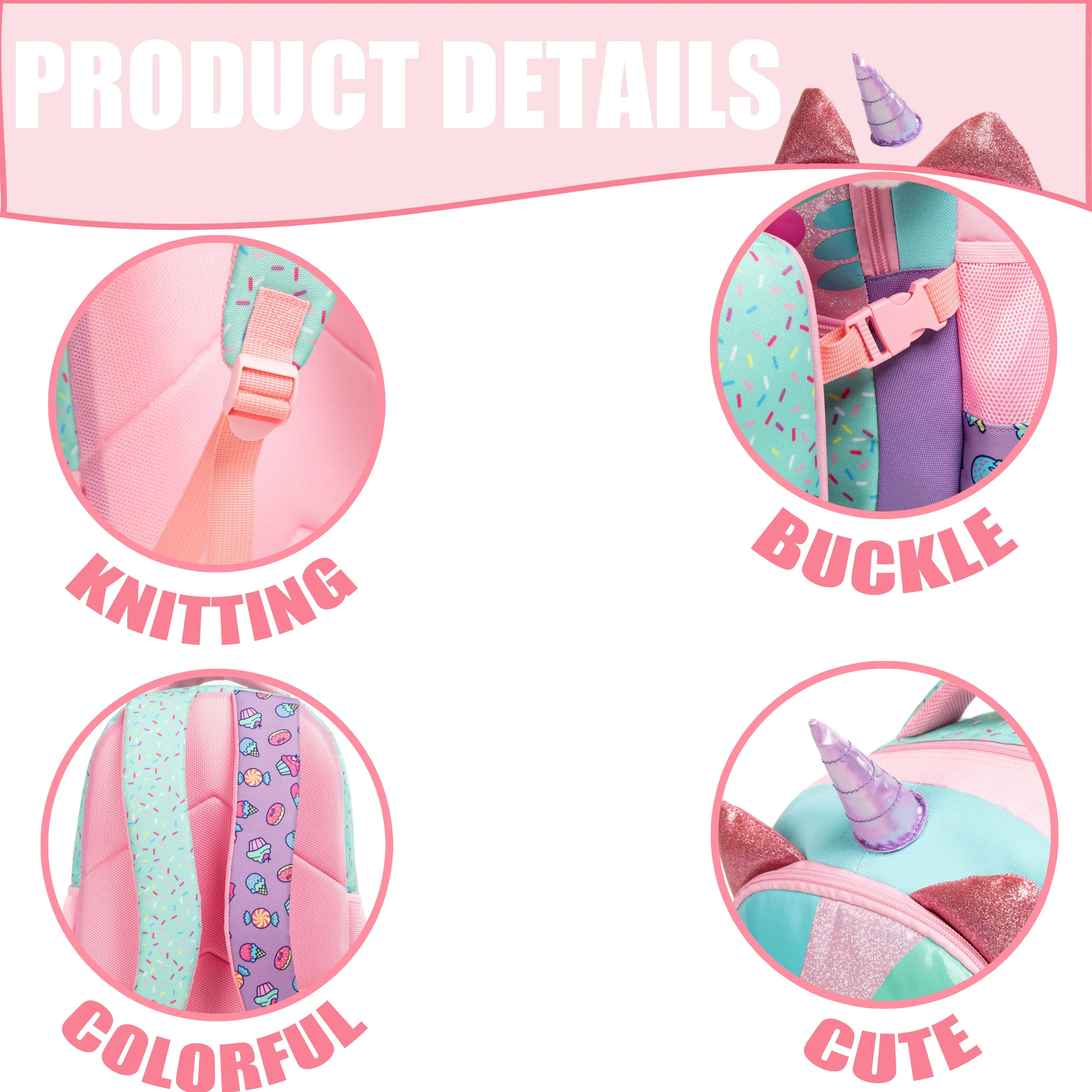 حقائب ظهر مدرسية للبنات مع صندوق غداء، مجموعة حقائ...