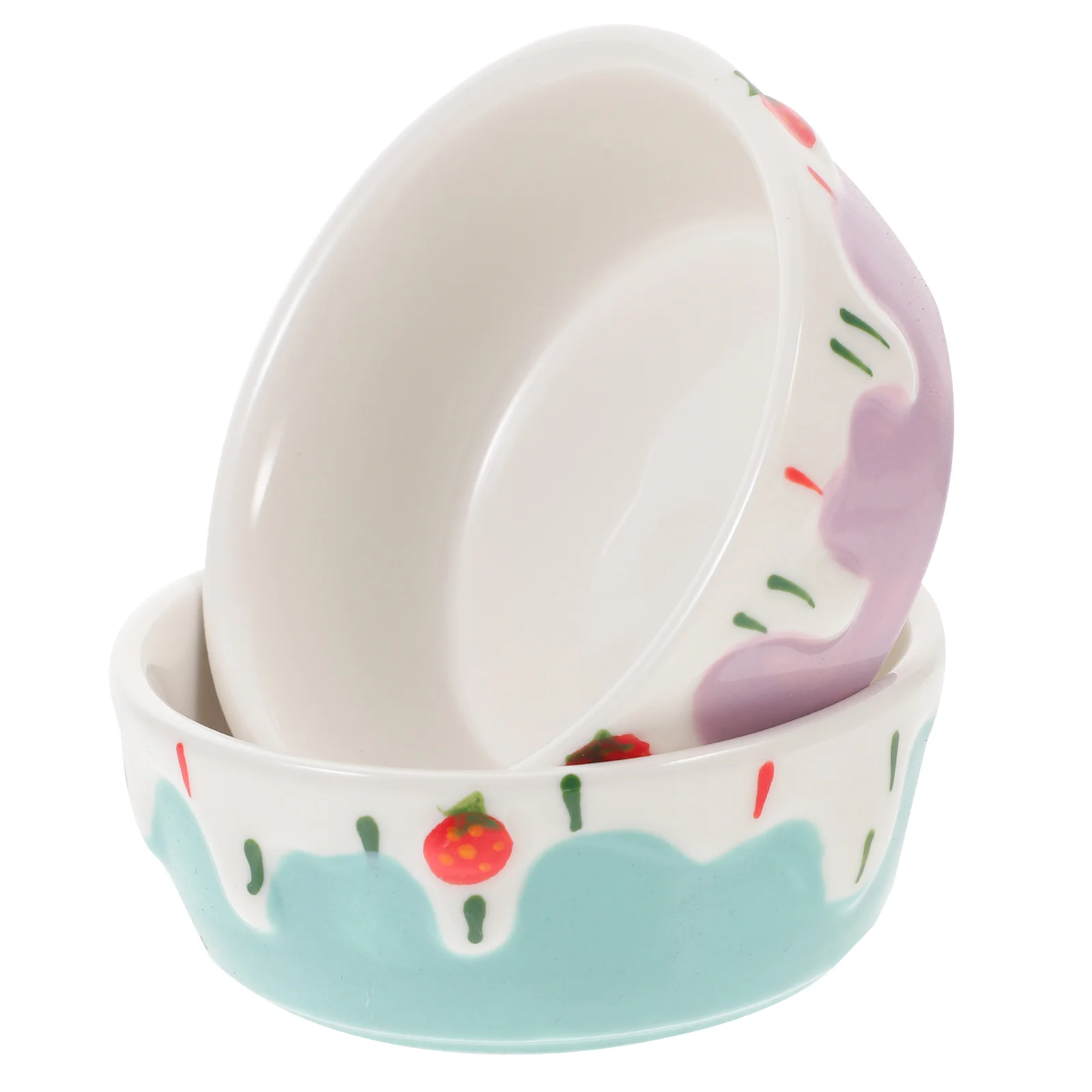 

2 Pcs Ceramic Bowl Guinea Pig Dishes Food Squirrel Feeder Hamster Water Ceramics Kitten Bowls