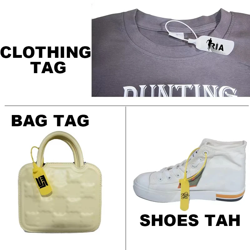 Clothing hang tags 100pcs business clothing hang tags personalized plastic security seal print garment shoe clothes bag label 240mm