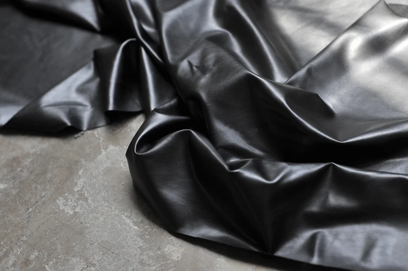 54'' Wide By Meter High Stretch Faux Leather Material Desiger Clothing Pu Leather Fabric Matt Black