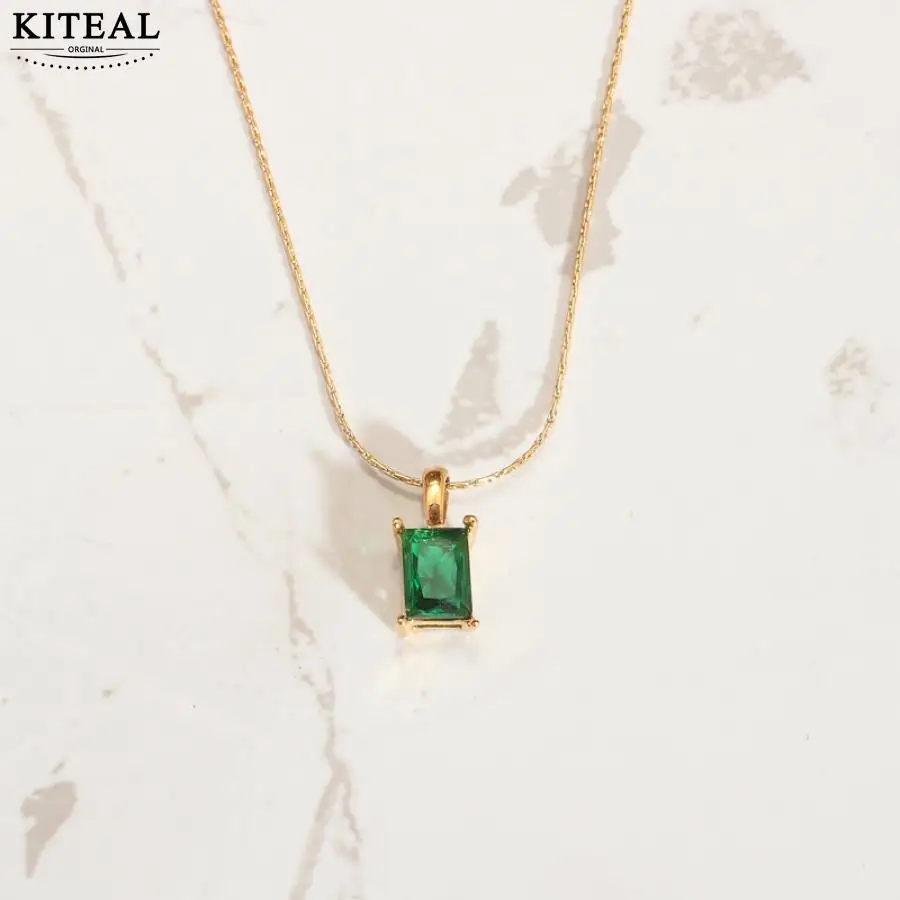 

KITEAL Новый! 18KGP позолоченный/нержавеющая сталь, женское ожерелье с кулоном, китайский ошейник с зеленым цирконием, рождественский подарок
