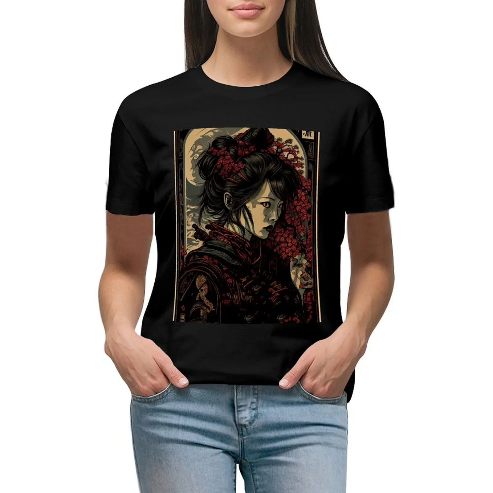 

Woman Tshirt - Mysterious Japanese Woman T-shirt korean fashion female shirts graphic tees new edition t shirts for Women