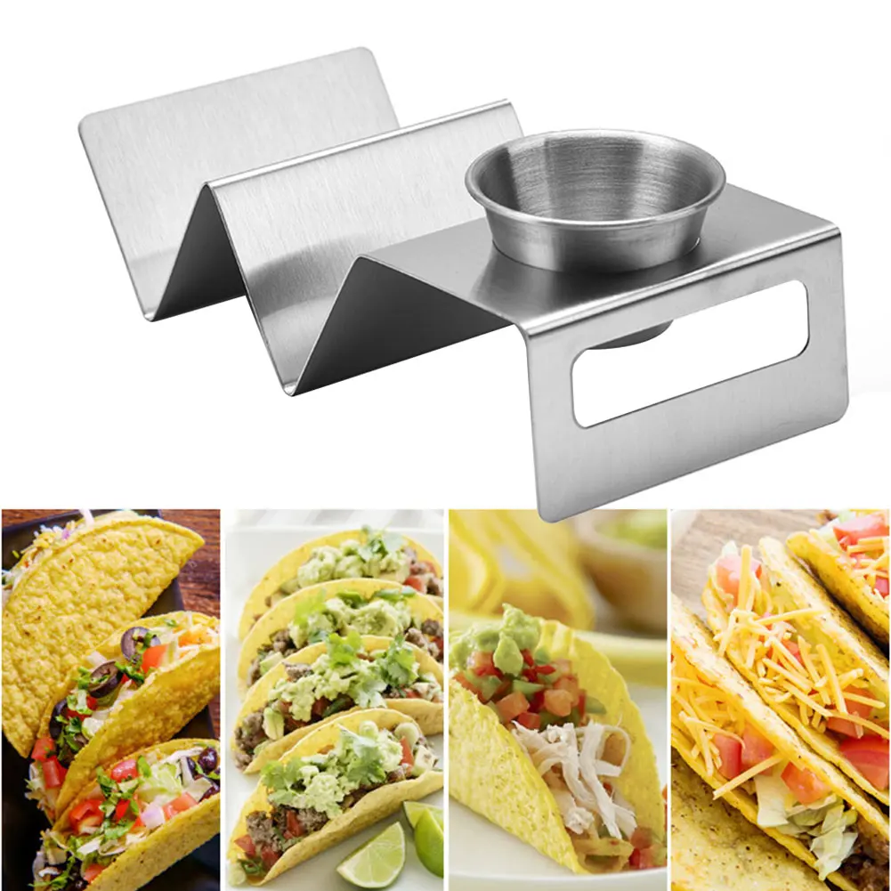 Taco Holder Stand Stainless Steel Taco HolderSauce Cups for Making Hotdog Oven Dishwasher Grill Save taco holder