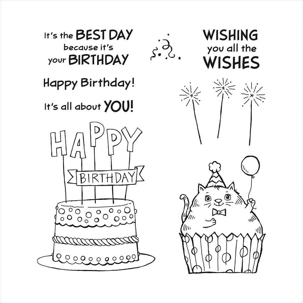 Best Day Clear Stamps Sentiments Birthday Cake Silicone Stamp Mould For