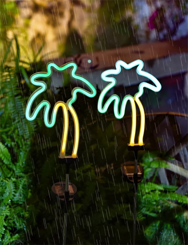 Set di fenicotteri rosa da giardino, luci a energia solare, resistenti alle intemperie, fenicottero rosa, luci decorative in metallo per giardino, cortile, prato