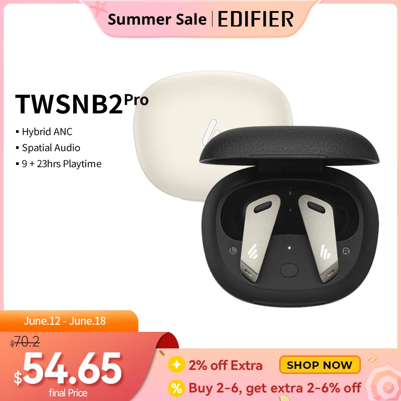 EDIFIER TWSNB2 (Pro) TWS ANC bluetooth earphone Active Noise Cancellation gaming earbuds bluetooth 5.0 32h playback time APP|Bluetooth Earphones & Headphones| - AliExpress