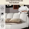 Luxury Upholstered Platform Bed with Thick Headboard,Leather Queen Bed with Oversized Padded Backrest,Platform Bed Frame 3