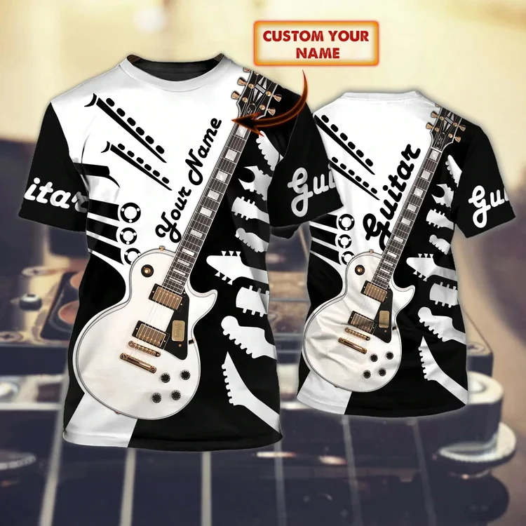 Neueste Sommer männer T-shirt Gitarre Personalisierte Name 3D Gedruckt t-shirt Unisex Casual T-shirt Beste Geschenke Zu Gitarre Liebhaber DW132 – Detail 15
