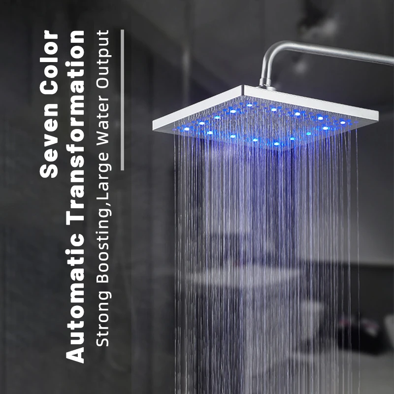 Soffione Doccia A Pioggia Quadrato LED 20x20cm - Cambia Colore Con L'acqua - Foto 2