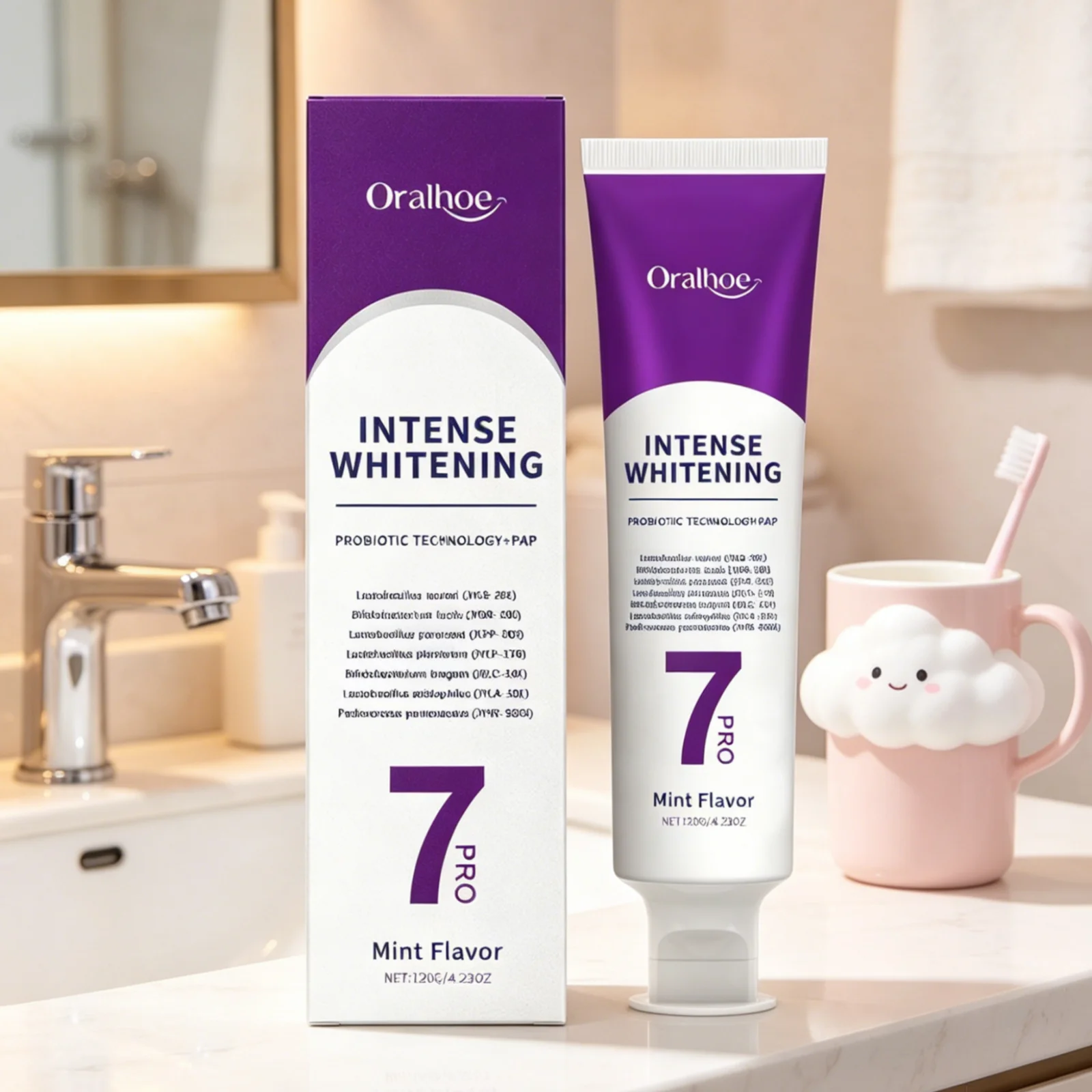 Oralhoe Intense Whitening Toothpaste Deep Cleaning Remove Stains Soothing Sensitive Gums Fresh Breath Probiotic_voghion.com