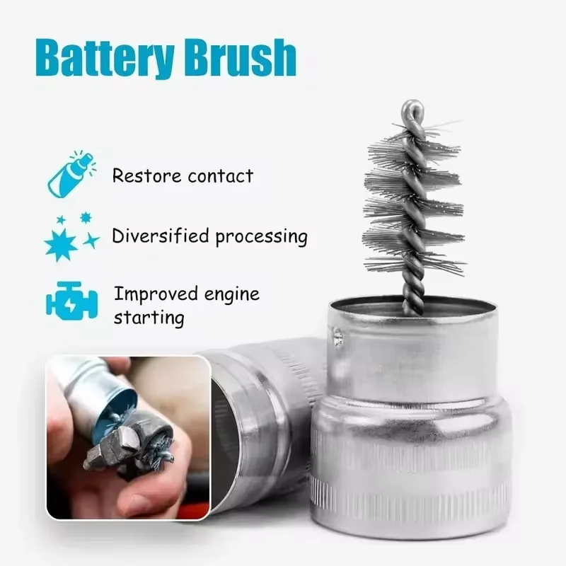 Battery Cleaning Brush Car Battery Dirt Brush Battery Pole Cleaning Tool Cleaning Cable Clamp Removing Oxide Layer on the Inner Wall of the