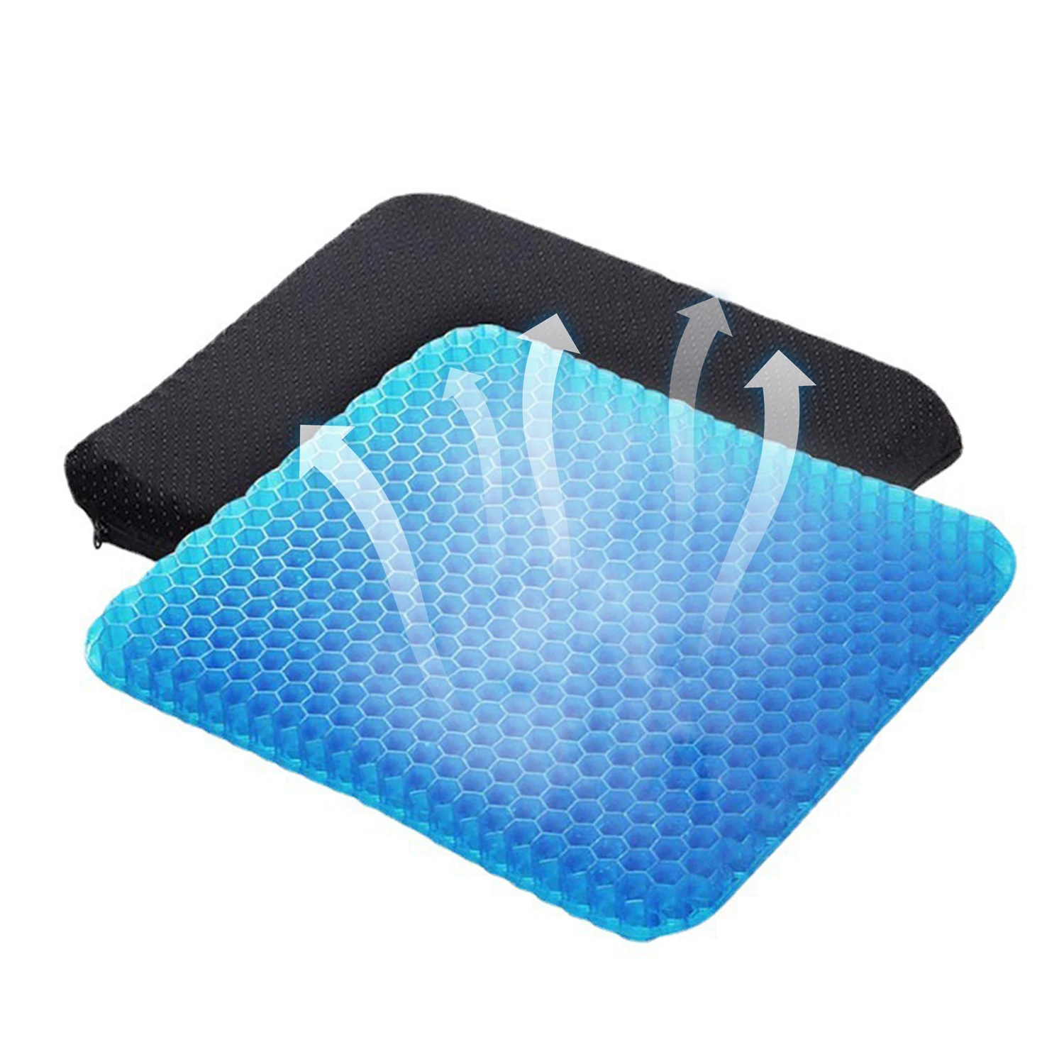 thumbnail image 1 of Cojín de gel para asiento, almohada antideslizante, soporte para la espalda, alivio del dolor de ciática y coxis, para el hogar, la oficina, el automóvil, soporte para la espalda baja, asiento de espu, 1 of 4