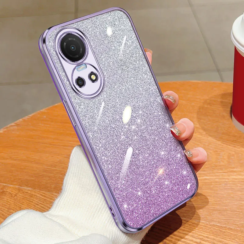 Shiny Glitter Plating Silicone Phone Case with Camera Lens Protection
