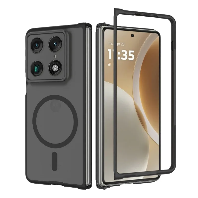 Foldable Frosted TPU Shockproof Case with Built-in Magnetic Wireless Charging Compatibility