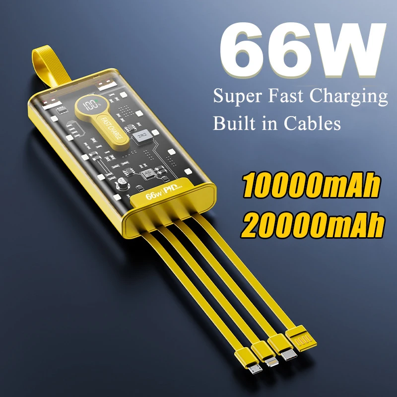 NewPowerBank20000mAh66WPD20WFastChargingBuiltinCables