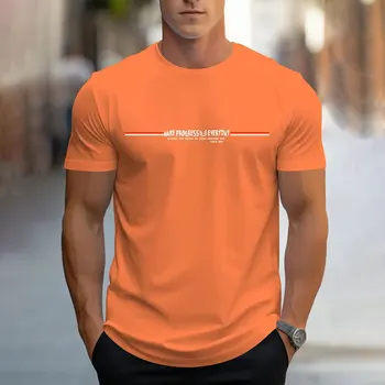 New Summer Men's Short Sleeve T Shirt Summer Breathable Round Neck Inspirational Quotes Letter Printed Top Fashion Streetwear 1