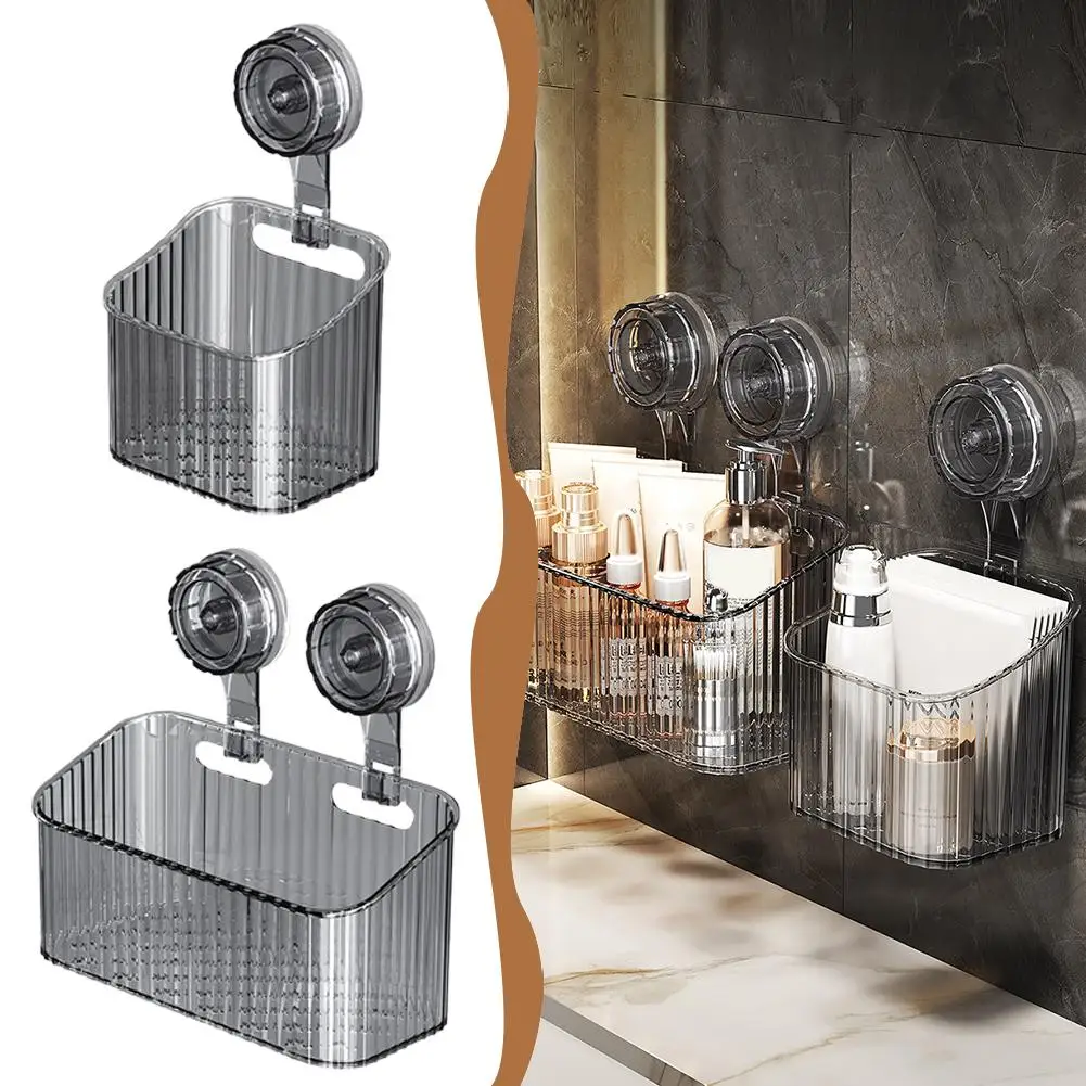 Wall Mounted Plastic Storage Rack with Suction Cup for Kitchen Bathroom