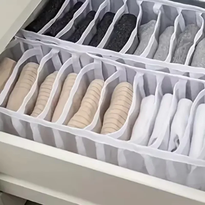 1/3pcs-Foldable Underwear Underwear Socks Organizer With Dividers Clothes Storage Box Breathable Mesh Bag For Wardrobe