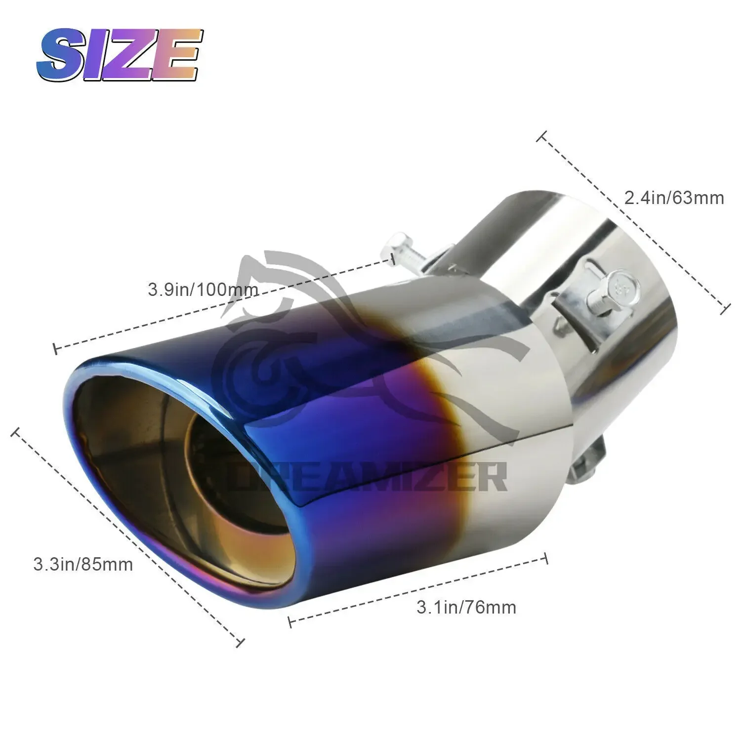 1PCS 63MM Straight/Bend Universal Car Exhaust Nozzle Muffler Tip Pipe Round TailPipe Stainless Steel Car Tuning