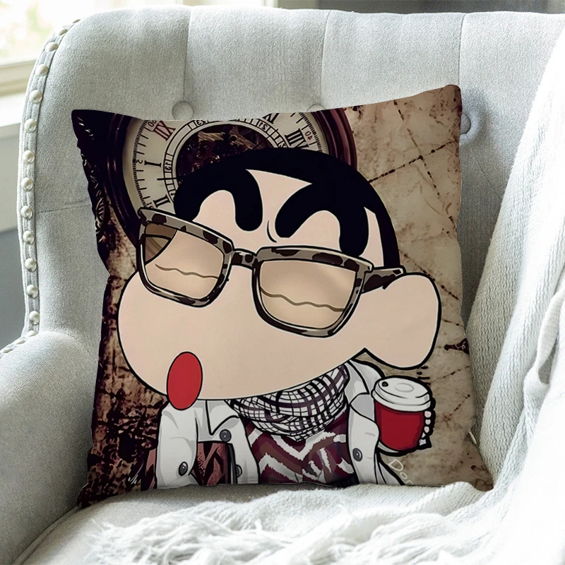

Double-sided Printed Cushion Cover Crayon Xiao Xin 45*45 Home Decoration Pillow Cover Bedroom Sofa Car Universal Cushion Cover