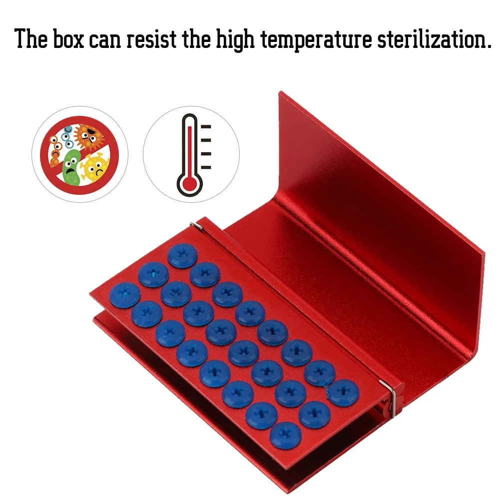 Aluminium Alloy 24 Holes Dental Disinfection Box With Silicone Pads High-speed Needle Burs Holder Autoclavable Dentist Materials