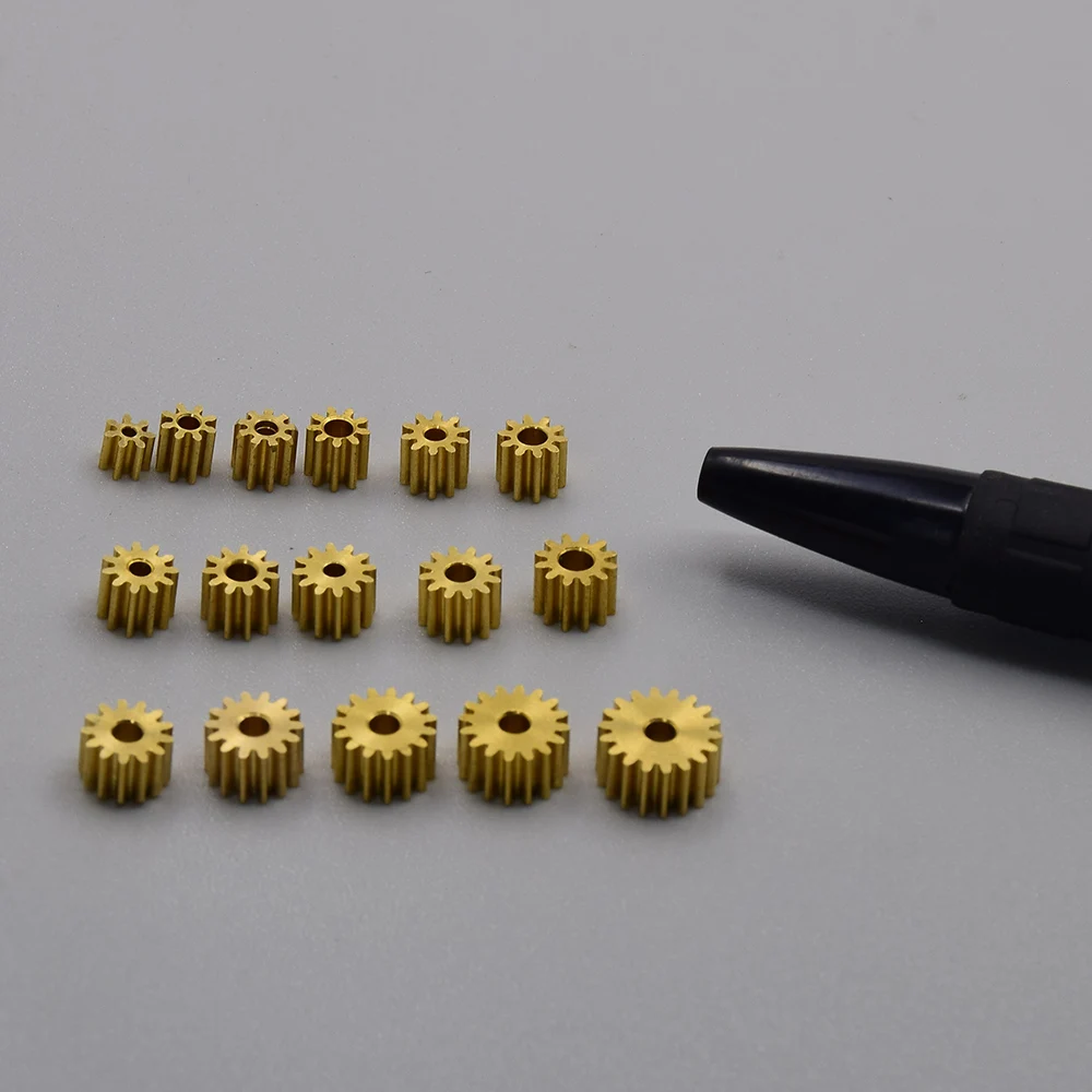0.3 Modulus Metal Copper Gear 8T 9T 10T 11T 12T 13T 14T 15T 16T 18T Teeth Brass Pinion Gear Fit 1mm 1.5mm 2mm Shaft RC Toy Car motor gear transmission gear electric bike gear cassette deck tape gear electric chain saw gear