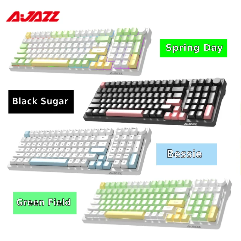 Ajazz AK992 기계식 게임 유선 키보드 레드/블루/브라운 스위치 100 키 RGB 풀 컬러 백라이트, 게이머 PC 노트북 키보드