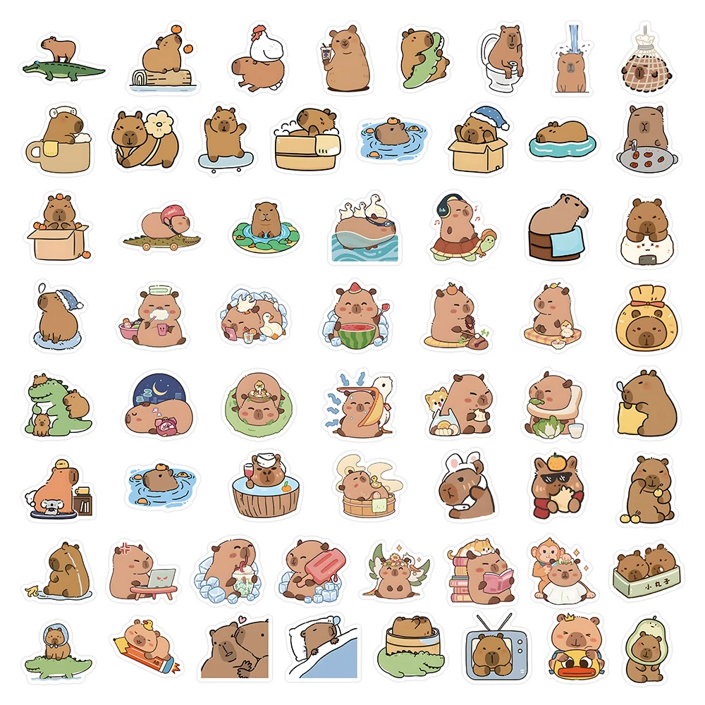 Kawaii Cartoon Capybara Animal Stickers 10/30/50/120pcs