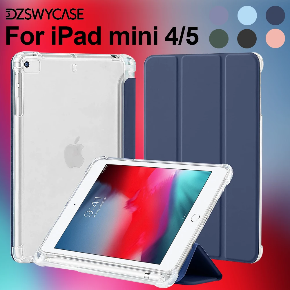 Case for iPad Mini 5/4th Gen 7.9 Inch with Stylus Holder, Slim Lightweight Protective with Soft Translucent Frosted TPU Cover