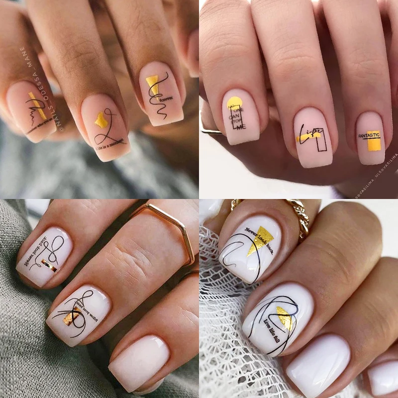 Gold L Designer Nail Stickers