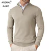 Autumn Men's Quarter Zip Up Sweaters Slim Fit Lightweight Outdoor Mock Neck Pullover Sweaters Half Turtleneck Knitted Streetwear 1