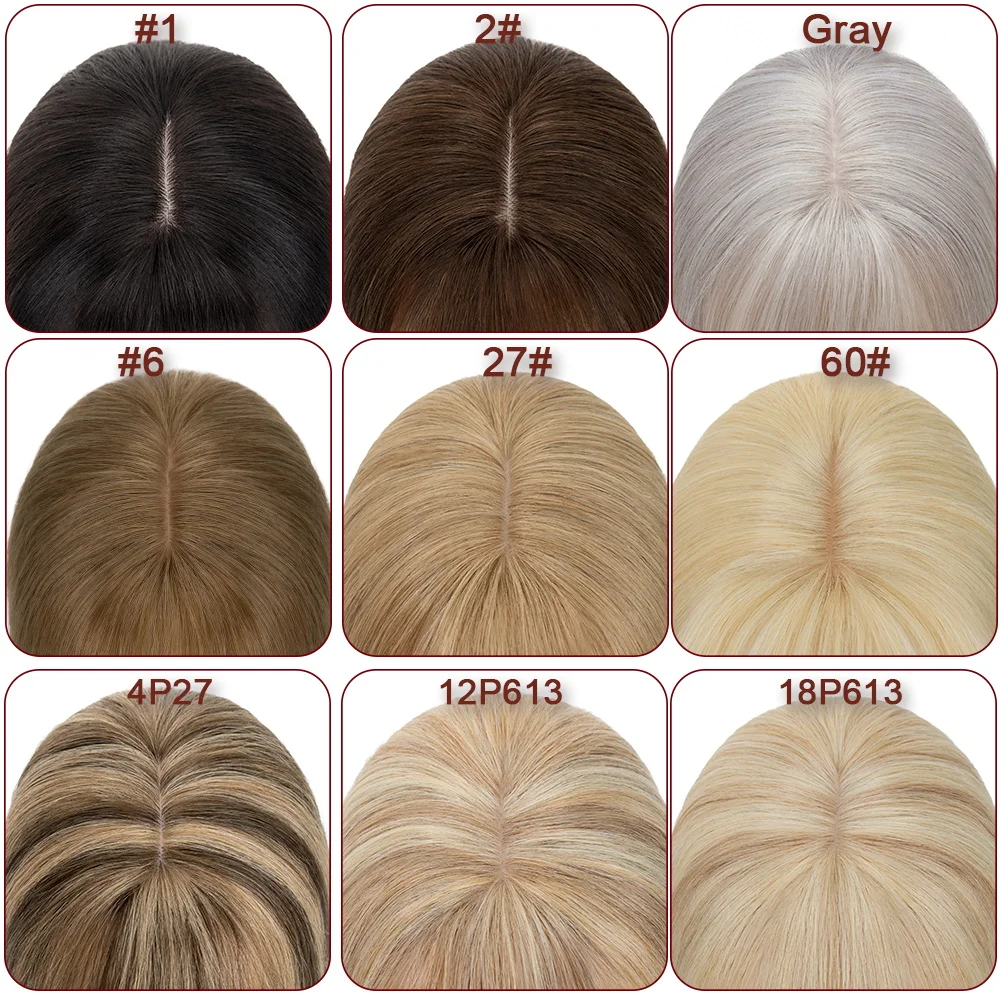 女性のための天然シルクベースの人間の髪の毛のトッパー,フリンジ付き