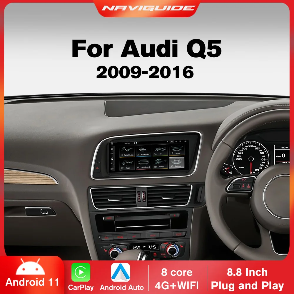 

NAVIGUIDE 8.8'' Android 12.0 For Audi Q5 RHD 2009-2016 Car Radio Stereo Multimedia Player GPS Navigation Carplay BT WIFI