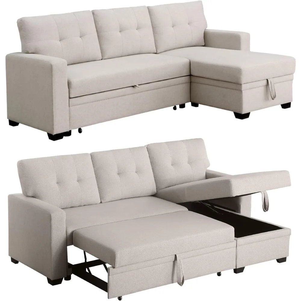 

Sofa Bed, Wood Bedframe, for Living Room Bedroom Office, Pull Out Modular Sofa Bed Convertible Living Room Furniture